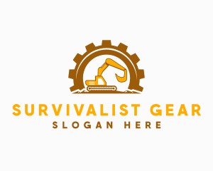 Gear Excavator Machinery logo design