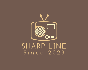 Retro Radio Line Art logo design