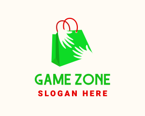 Green Shopping Bag Hands Logo