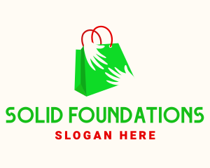 Green Shopping Bag Hands Logo