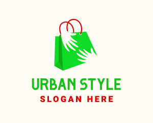 Green Shopping Bag Hands Logo