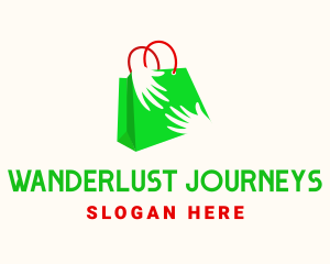 Green Shopping Bag Hands Logo