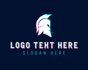 Gladiator Helmet Glitch logo design