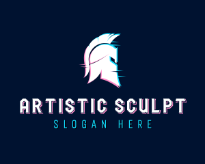 Gladiator Helmet Glitch logo design