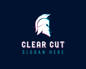 Gladiator Helmet Glitch logo design