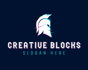 Gladiator Helmet Glitch logo design