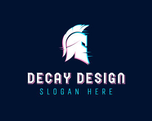 Gladiator Helmet Glitch logo design