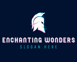 Gladiator Helmet Glitch logo design