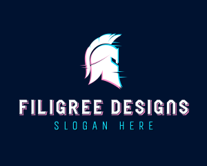 Gladiator Helmet Glitch logo design