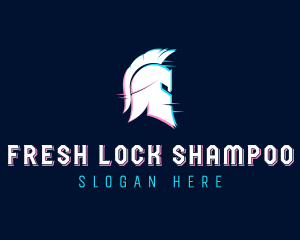 Gladiator Helmet Glitch logo design