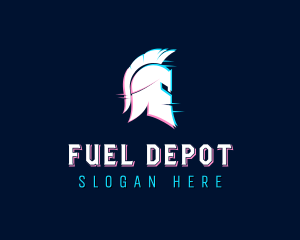 Gladiator Helmet Glitch logo design