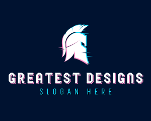 Gladiator Helmet Glitch logo design