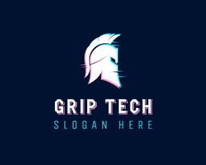 Gladiator Helmet Glitch logo design