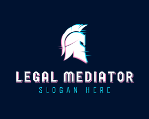 Gladiator Helmet Glitch logo design