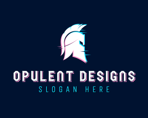 Gladiator Helmet Glitch logo design