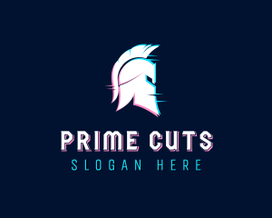 Gladiator Helmet Glitch logo design