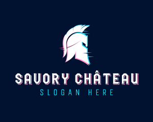 Gladiator Helmet Glitch logo design