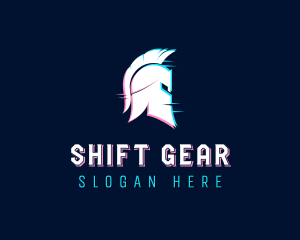 Gladiator Helmet Glitch logo design