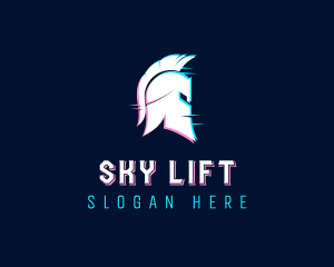 Gladiator Helmet Glitch logo design