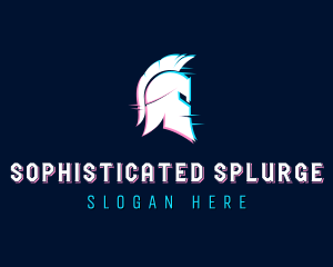 Gladiator Helmet Glitch logo design