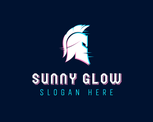 Gladiator Helmet Glitch logo design