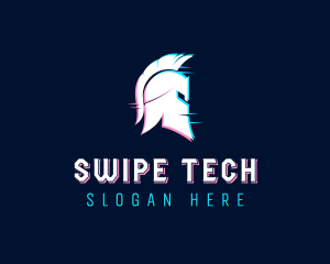 Gladiator Helmet Glitch logo design