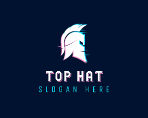 Gladiator Helmet Glitch logo design