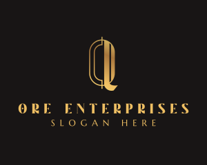 Simple Golden Art Deco logo design