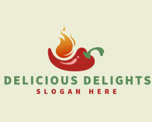 Flaming Spicy Chili  logo design