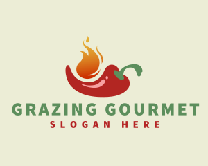 Flaming Spicy Chili  logo design