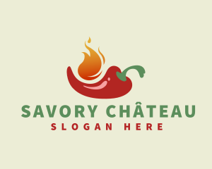 Flaming Spicy Chili  logo design