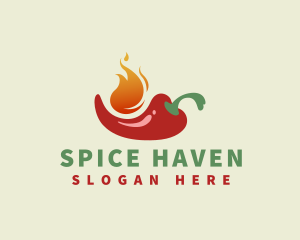 Flaming Spicy Chili  logo design