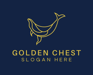 Golden Swimming Whale logo design