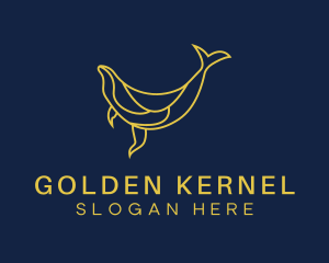 Golden Swimming Whale logo design