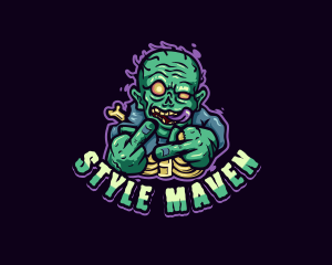 Scary Zombie Middle Finger logo design