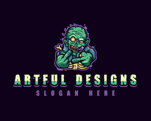 Scary Zombie Middle Finger logo design