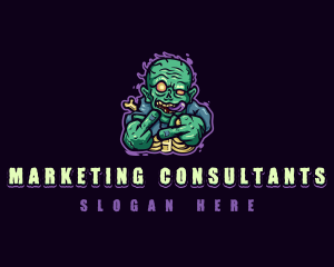 Scary Zombie Middle Finger logo design