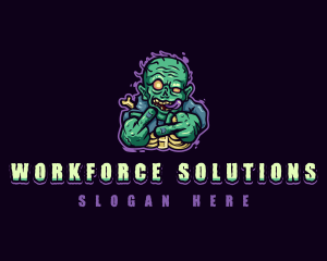 Scary Zombie Middle Finger logo design