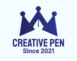 Blue Crown Pen logo design