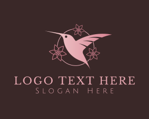 Pink Flower Hummingbird logo