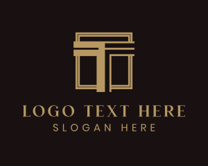 Luxury Column Square Letter T logo