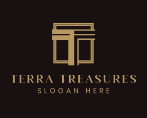 Luxury Column Square Letter T logo design