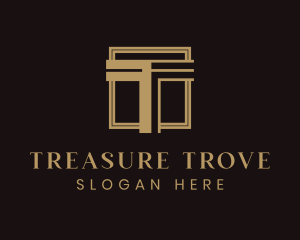 Luxury Column Square Letter T logo design