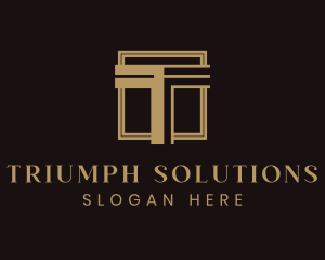 Luxury Column Square Letter T logo design