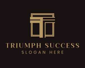 Luxury Column Square Letter T logo design