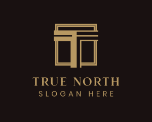 Luxury Column Square Letter T logo design