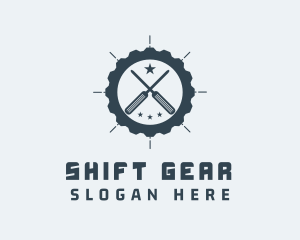 Blue Gear Screwdriver logo design