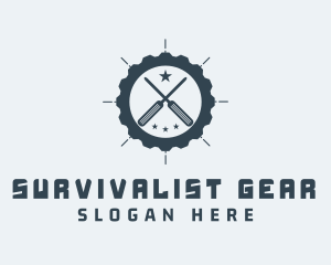 Blue Gear Screwdriver logo design