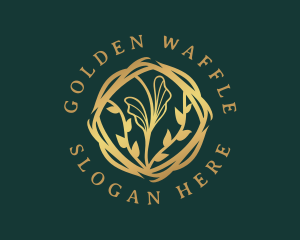 Golden Floral Leaf logo design