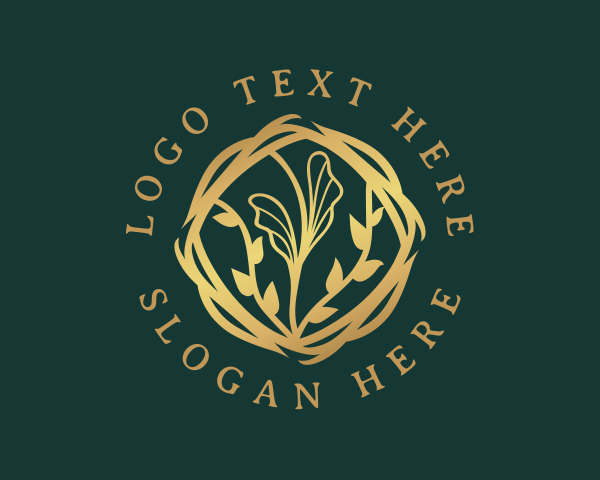 Golden Floral Leaf logo